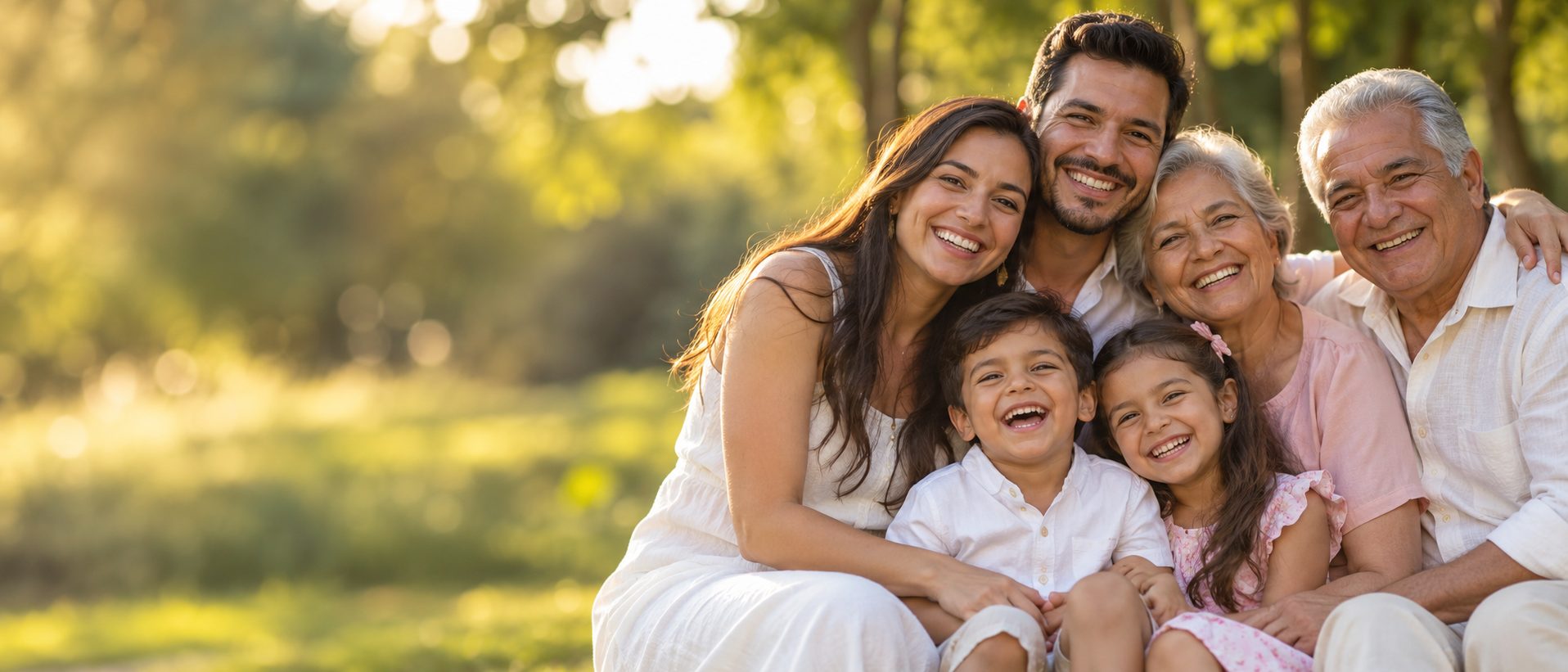Familia sonriente al aire libre
