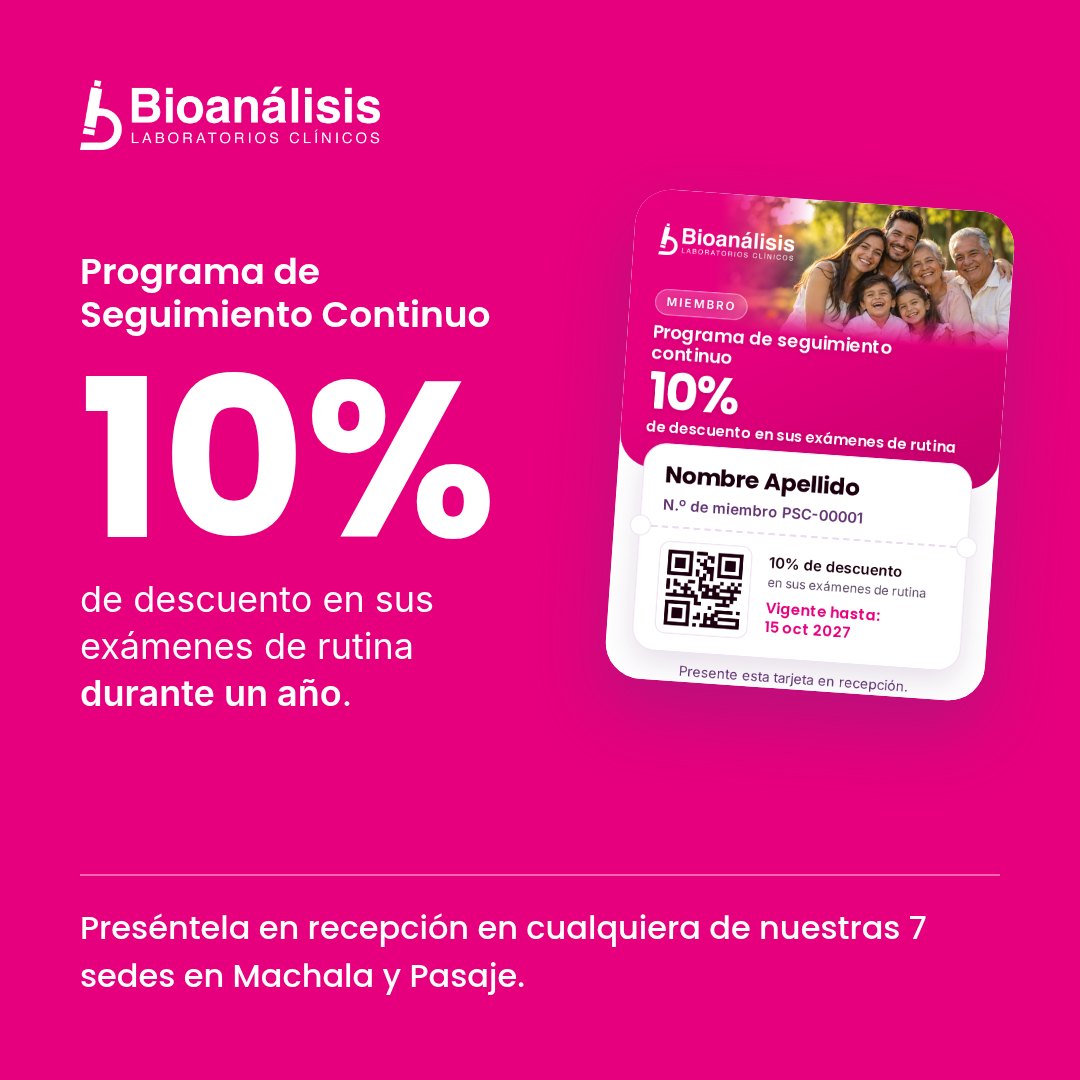 Ejemplo de la tarjeta de membresía del Programa de seguimiento continuo